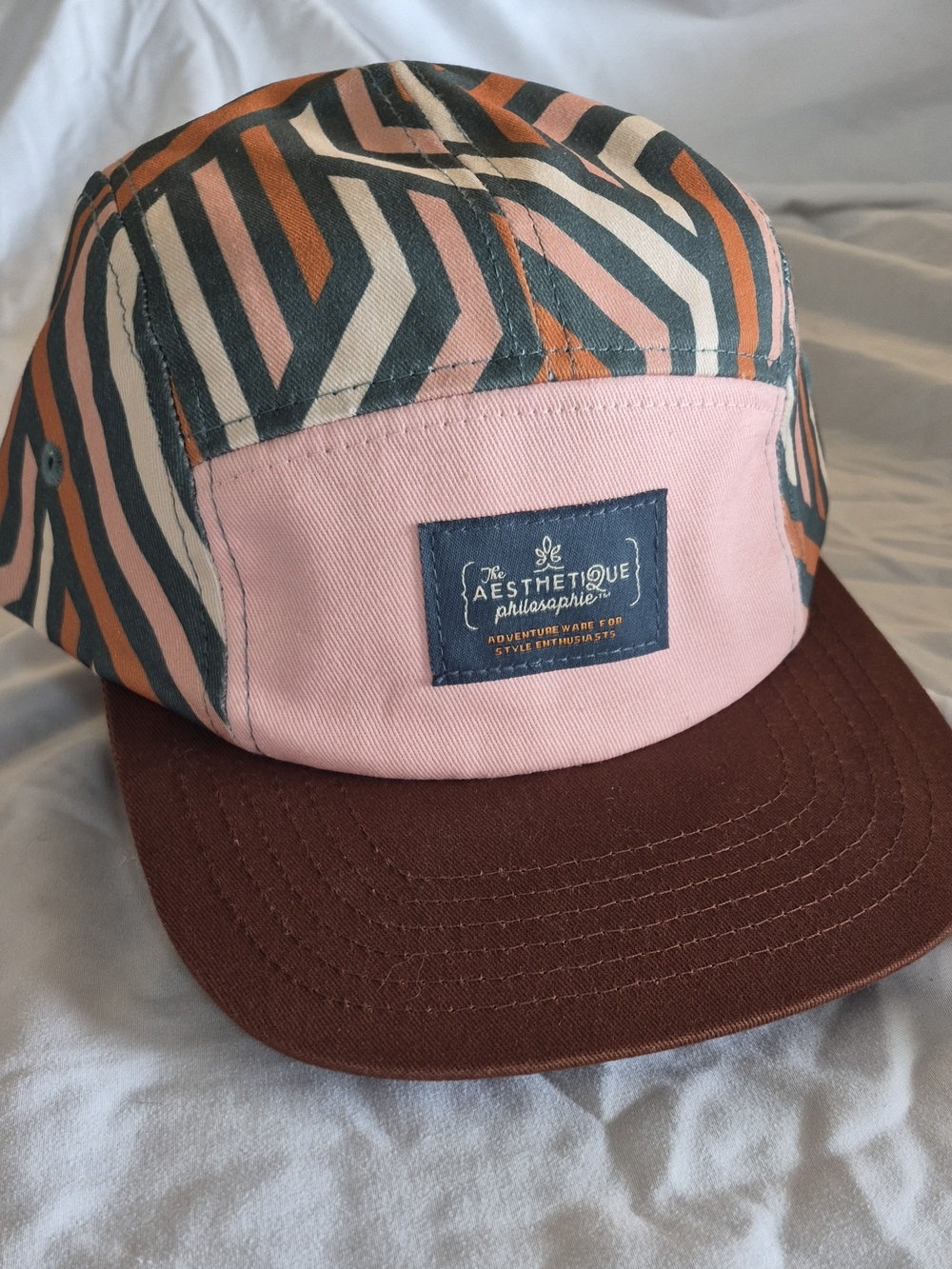 Aesthetque Multicolored 5-Panel Adjustable Hat - Pink, Rust & Brown